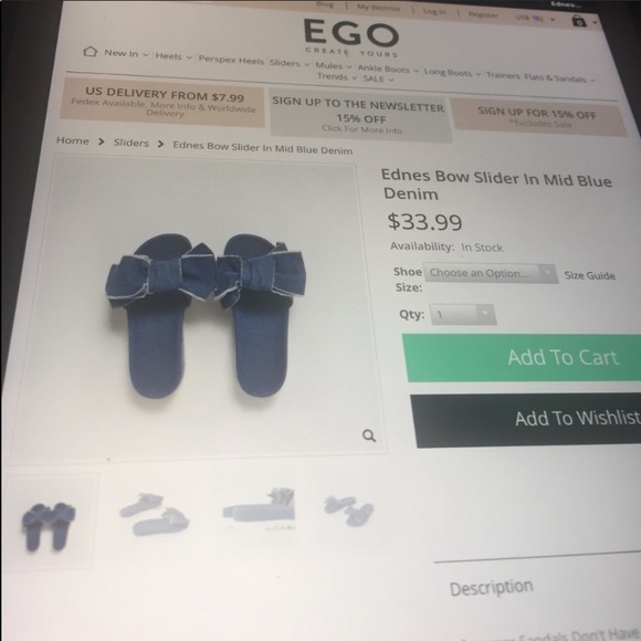 Denim bow flat form slide - Picture 6 of 8